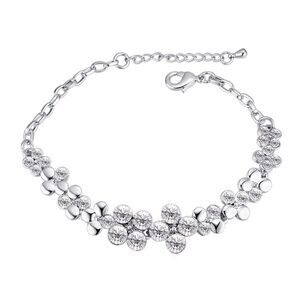 LAST ONE - Silvertone Clear Swarovski Crystal Clustered Bracelet